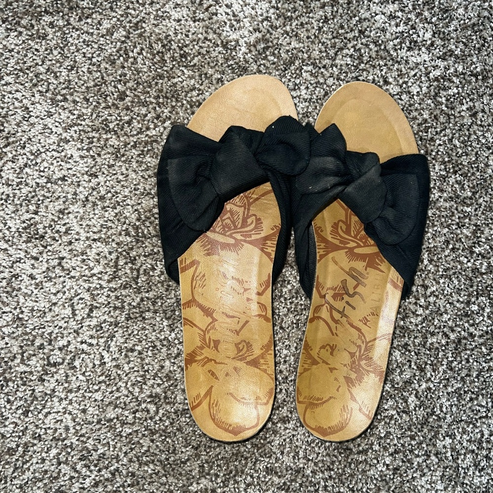 Black Bow Slide Sandals